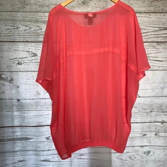 Lane Bryant salmon coral pink  pleated shirt 18/20 - Picture 8 of 9